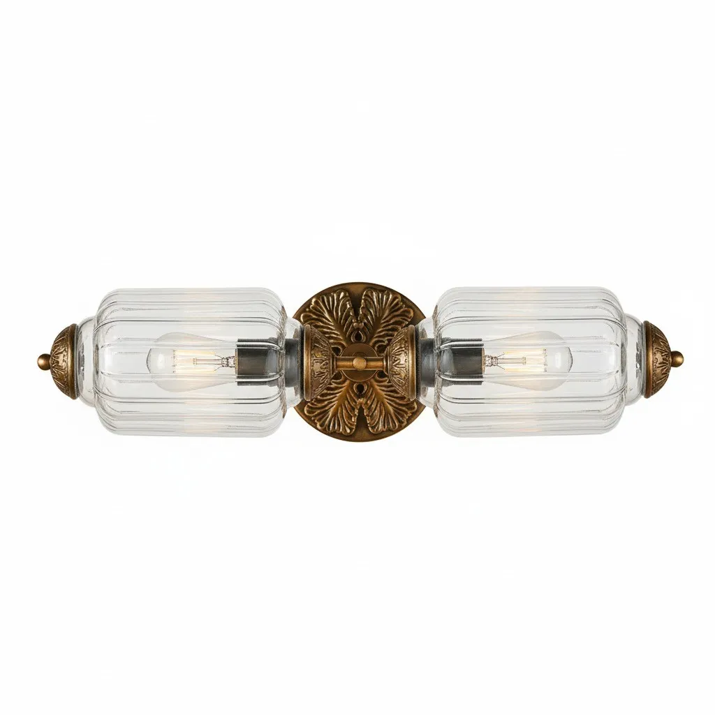 Eloise Vintage Glass Sconce - Brass Wall Light for Living Room and Bedroom G51