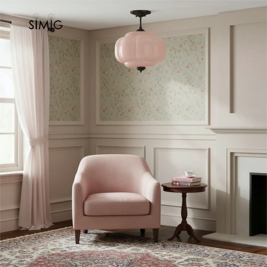 Eloise Vintage Glass Pendant Light - Elegant Design Semi-Flush Mount Light G53