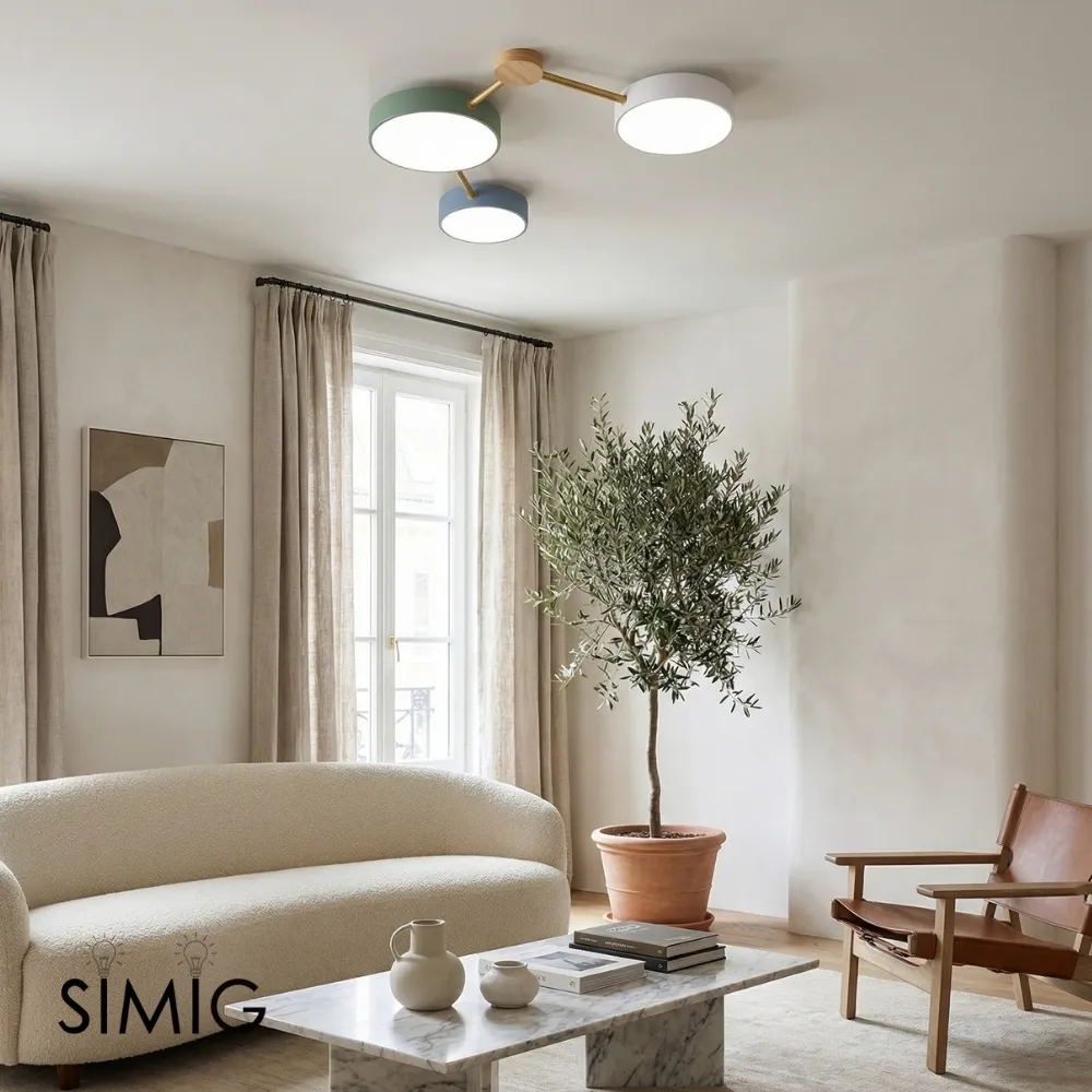 Contemporary LED Ceiling Lamp - Nordic Circle with Wood Branches for Bedroom S382