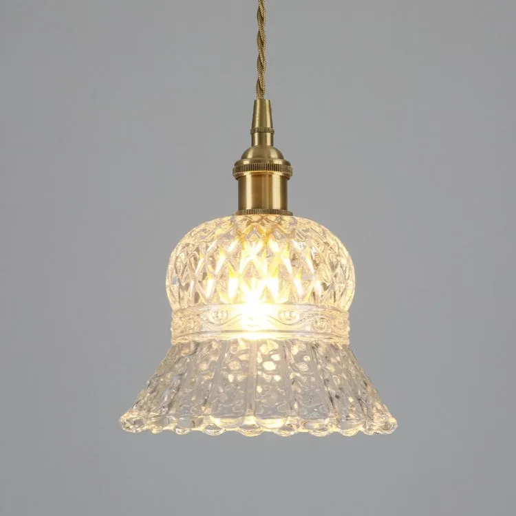 Traditional Japanese Brass Walnut Glass Ceramic Cylinder Conic Flower Bowl 1-Light Pendant Light For Dining Room T260