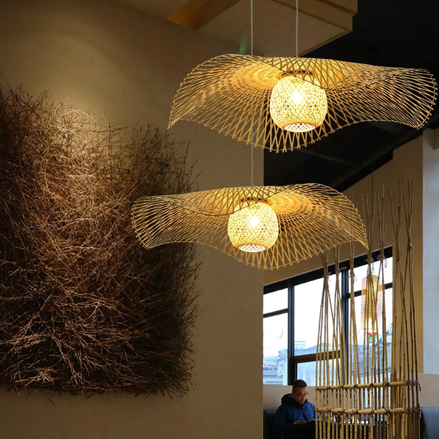 Bamboo Lotus Leaf Pendant Lamp P004