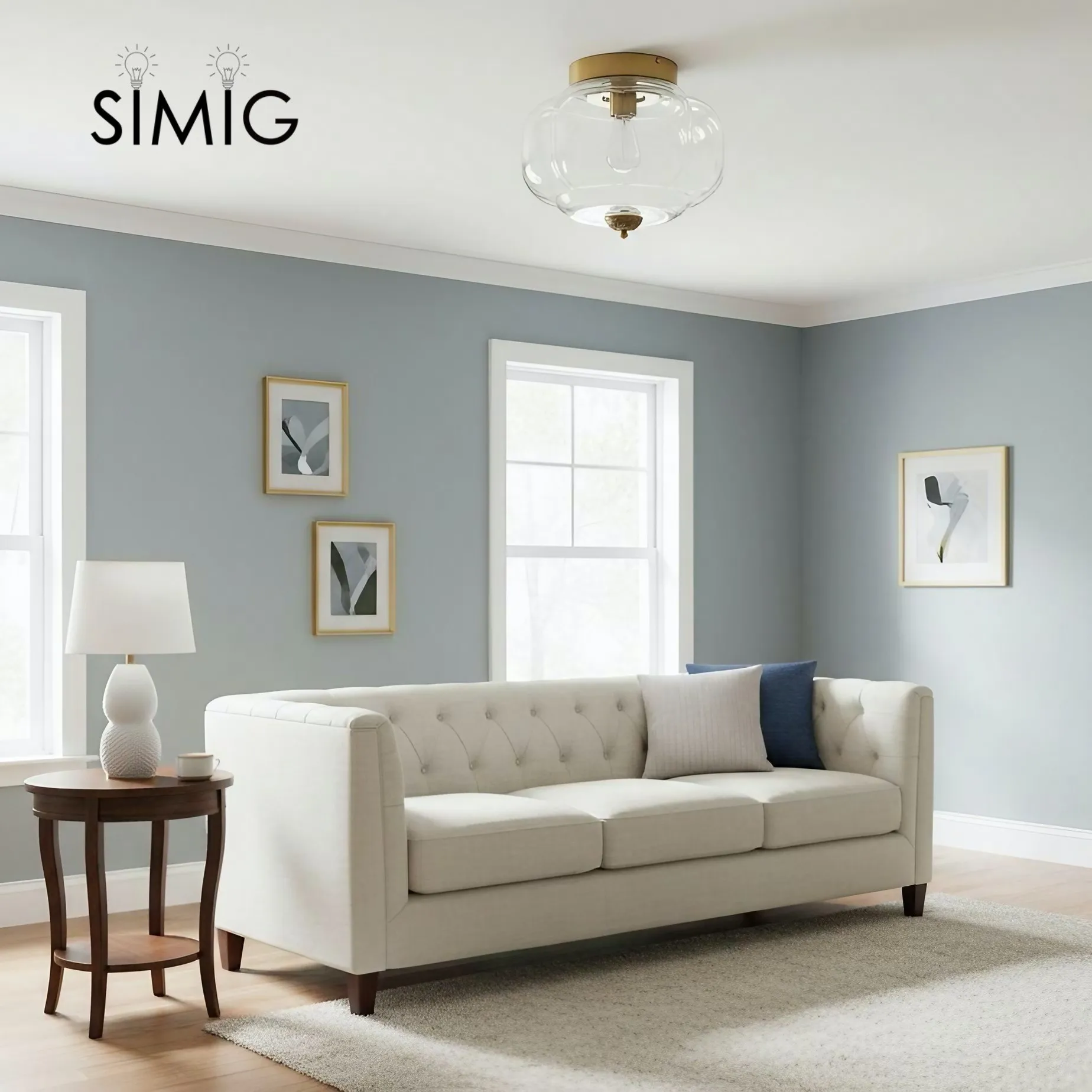 Eloise Ceiling Light - Elegant Retro Brass Ceiling Light for Living Room G55