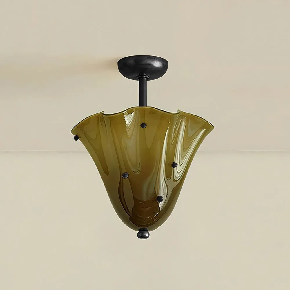 Bellina Petal Fold Glass Ceiling Light - Artistic Fixture for Bedroom T282