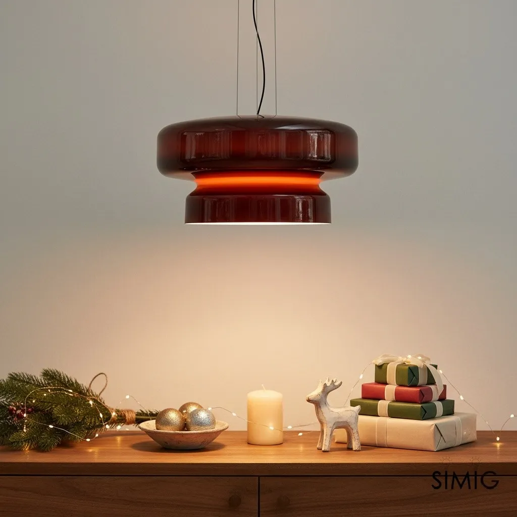 Minimalist Pendant Light - Bohemian Glass and Metal for Dining Room M388