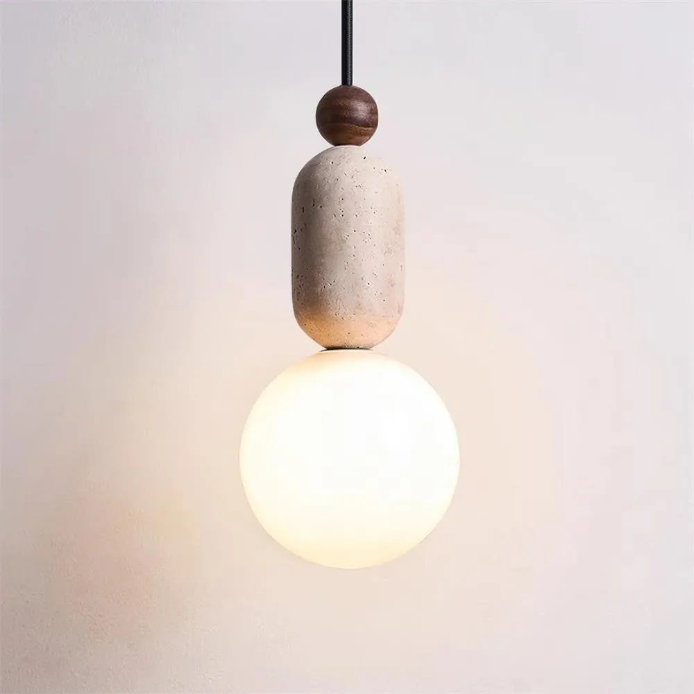 Wabi Sabi Travertine Glass Ball Pendant Light G17