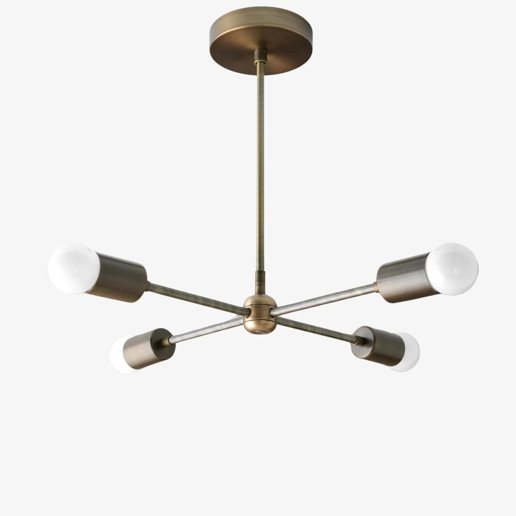 Mobilux Line Mid Century Gold Sputnik Chandelier - Geometric Brass Fixture T325