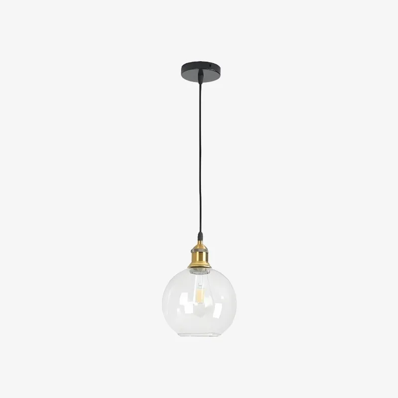Glavena Vintage Glass Globe Pendant Light - Metal Details Hanging Light for Dining Rooms T1085