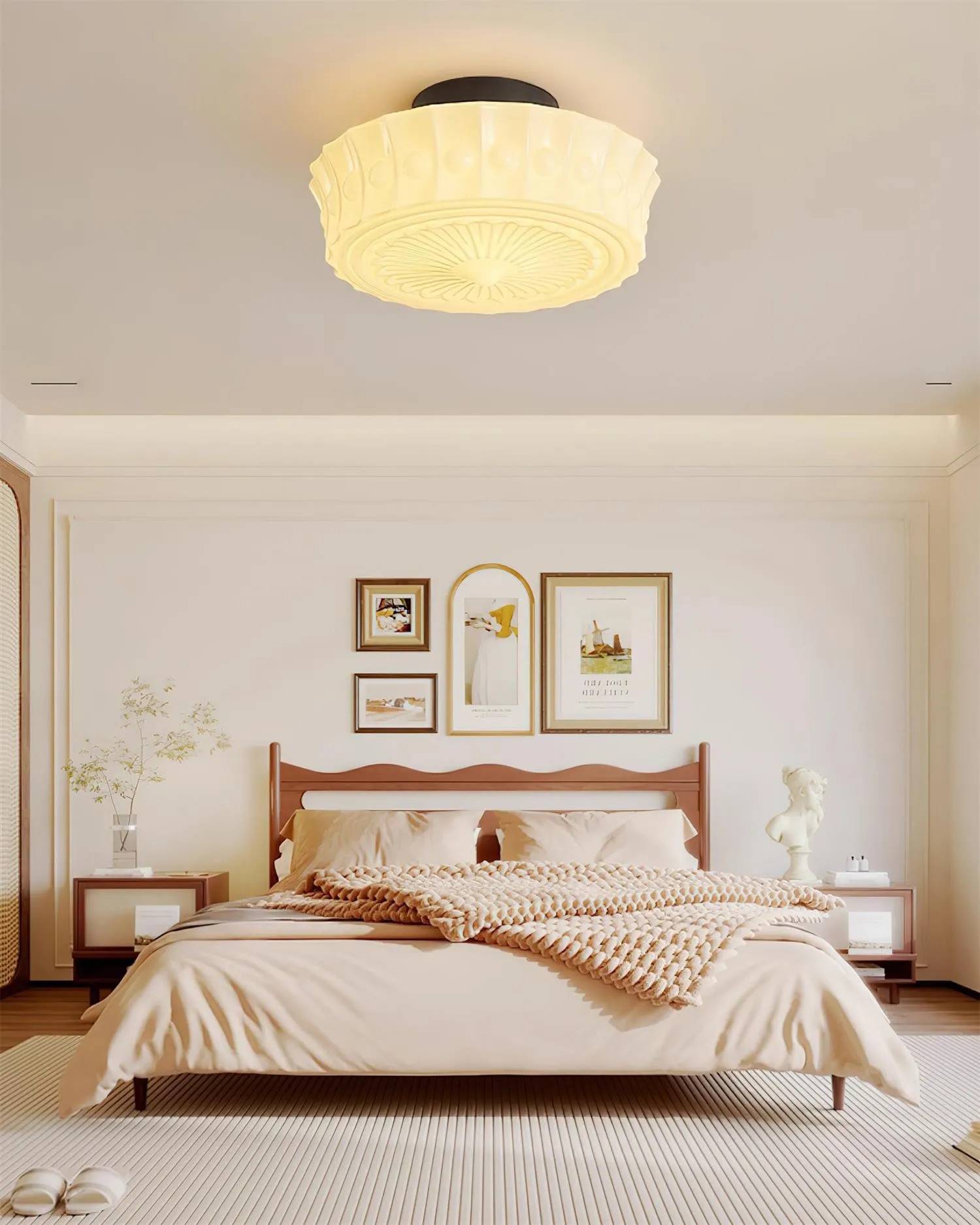 Rigidus French Vintage Glass Cream Style Ceiling Light M52