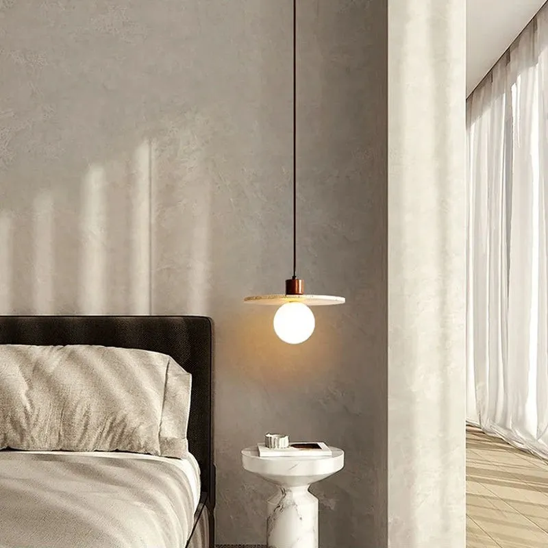 Natural Stone Wood Pendant Light - Minimalist Japanese Dining Lamp M08