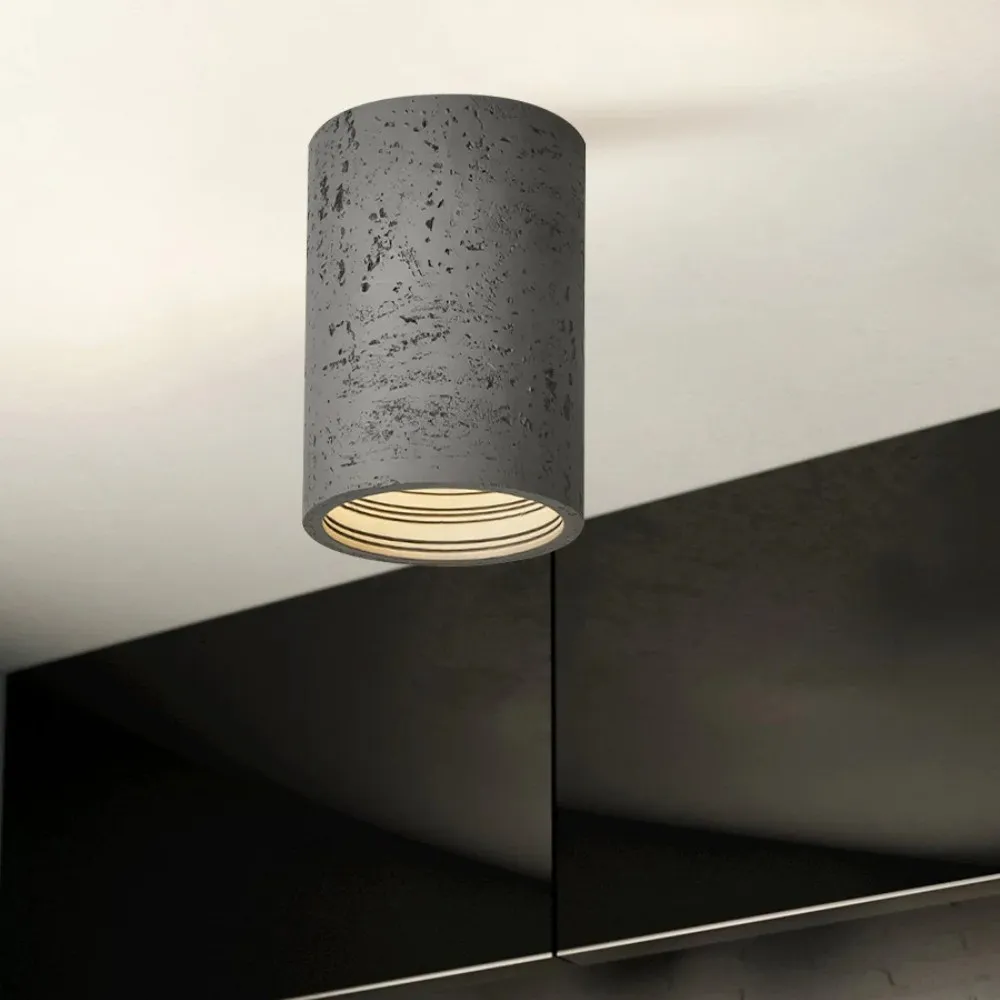 Cylindrical Ceiling Light - Modern Travertine Living Room M72