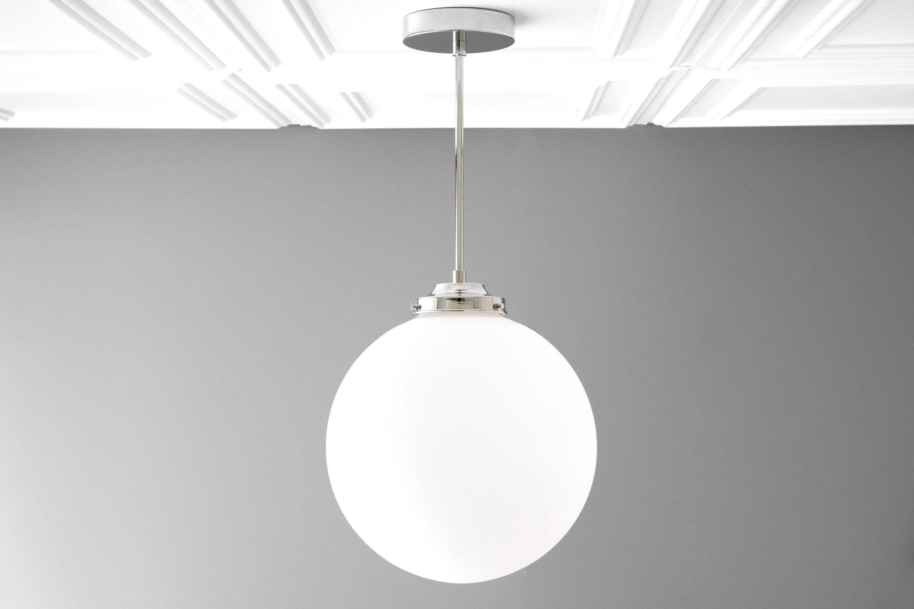 Glorica Glass 12 Inch Globe Ceiling Light - Frosted Glass Art Deco Pendant And Flush Mount T362