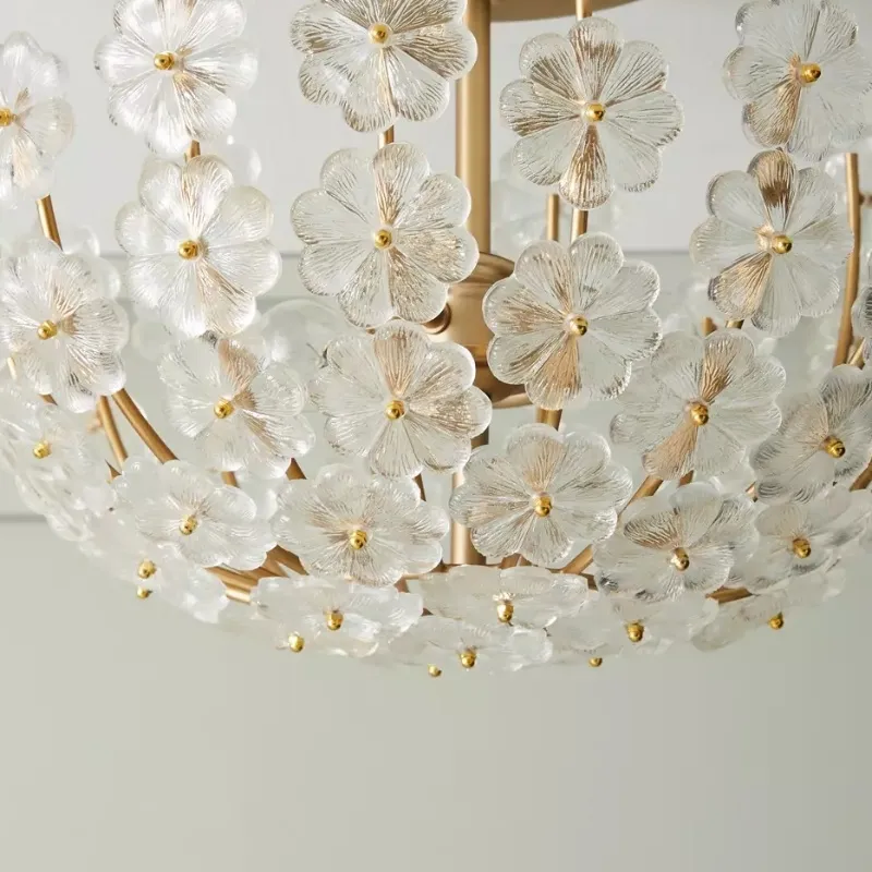 Petala Artistic Metal Semi Flush Ceiling Lamp - Statement Glass Fixture for Home Interiors T712