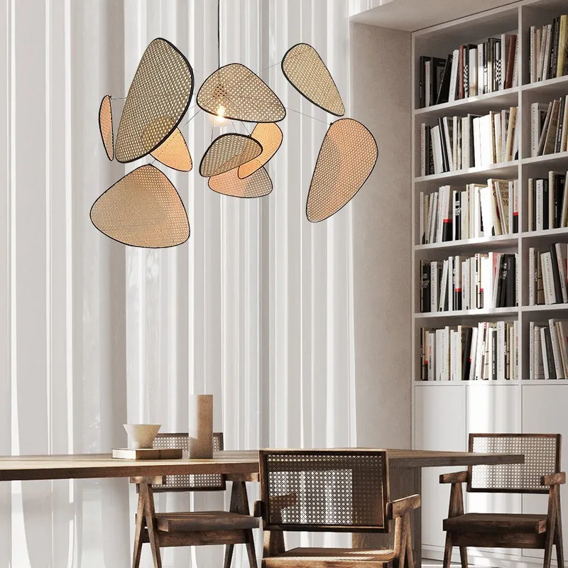Screen Cannage Pendant Light - Woven Rattan Design for Living Room