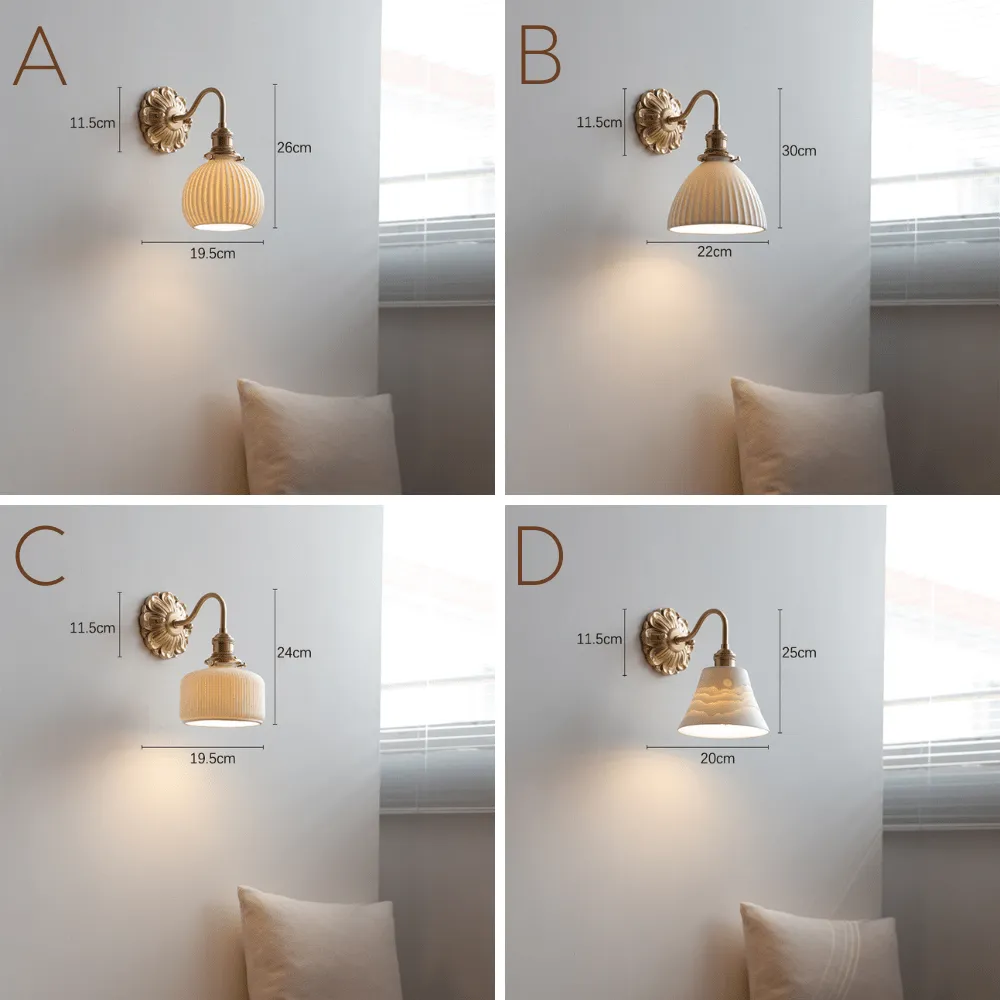 Elegant Ceramic and Brass Wall Sconce for Living Room and Hallway T432