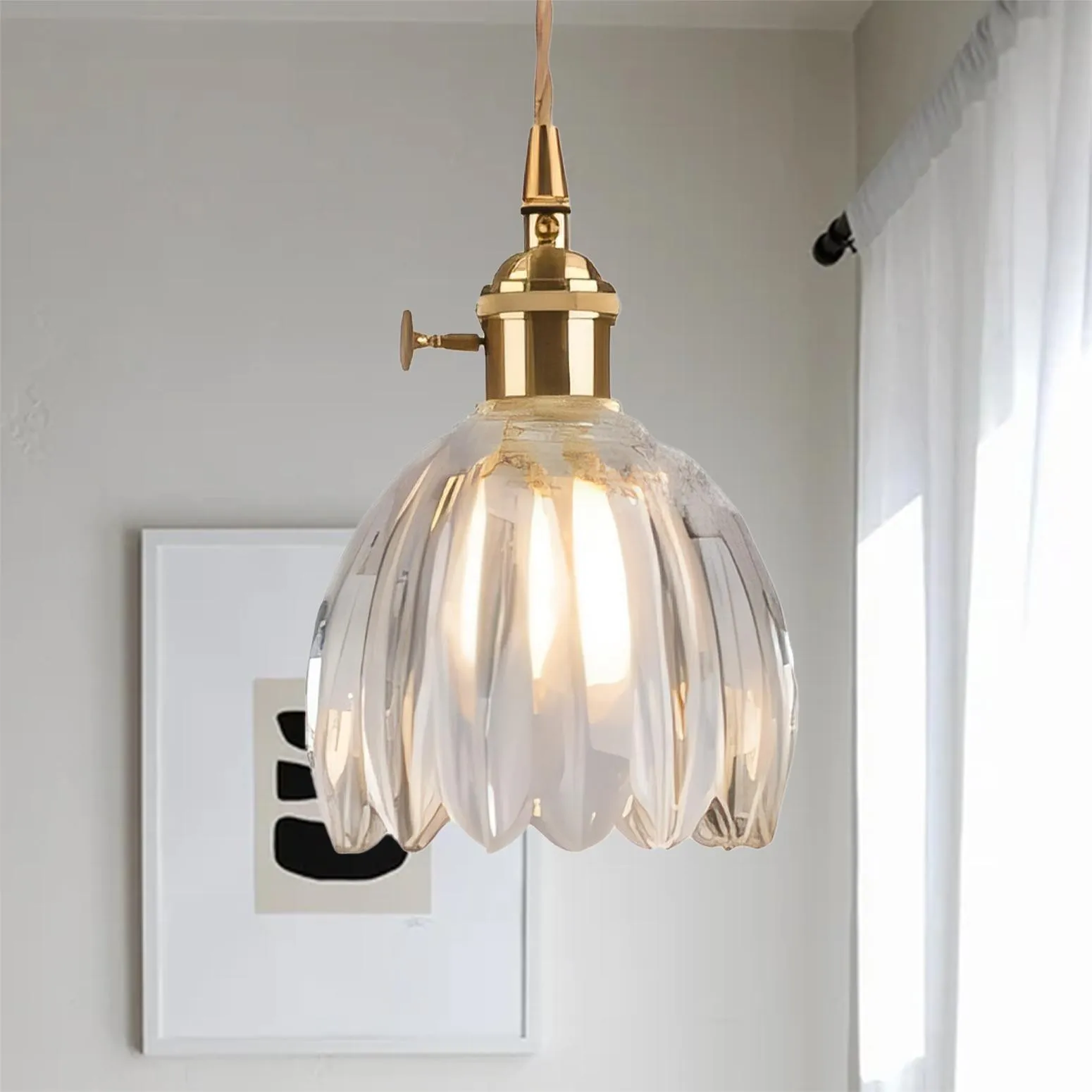 Japanese Retro Glass Flower Pendant Light S17