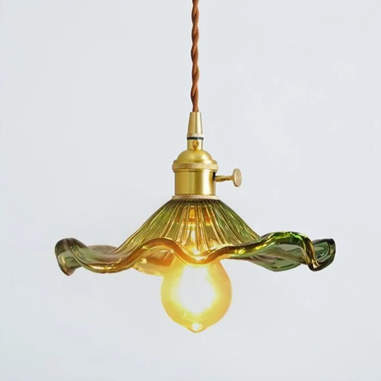 Vintage Glass Hibiscus Flower Pendant Light S129