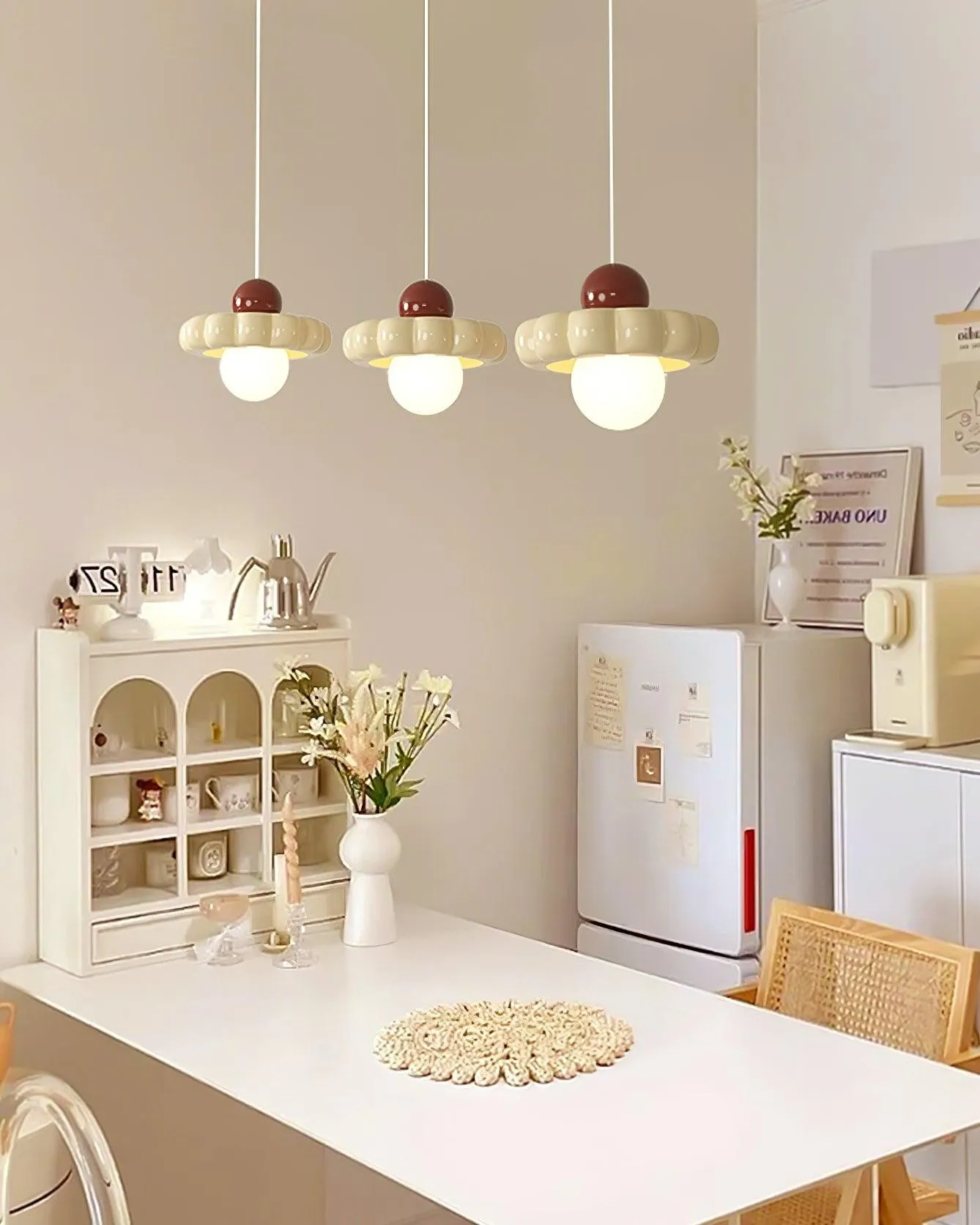 Cream Style Long Line Pumpkin Texture Pendant Lamp M173