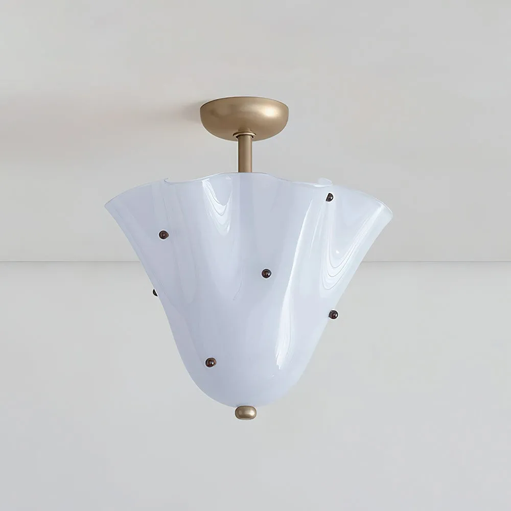 Bellina Petal Fold Glass Ceiling Light - Artistic Fixture for Bedroom T282