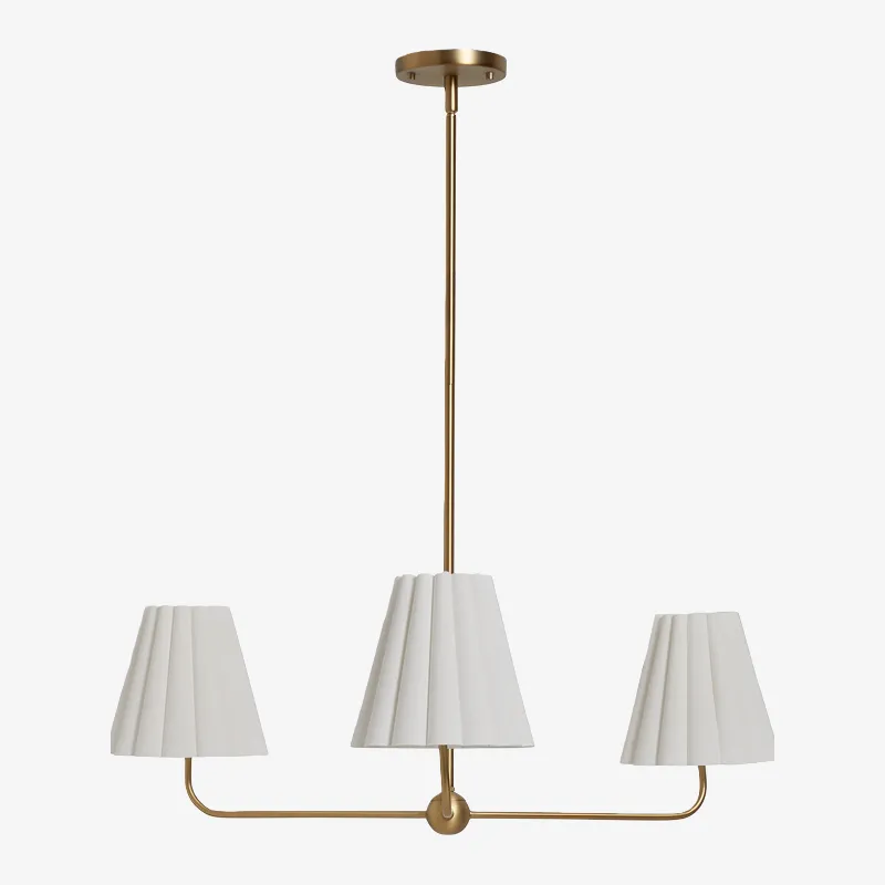 Ruffmeto Ruffled Shade Metal Frame Chandelier for Dining, Entry and Living Room T690