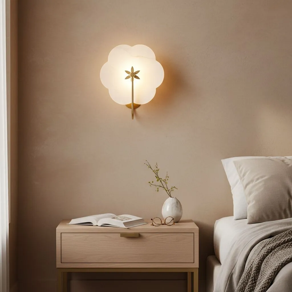 Albi Alabaster Wall Lamp - Carved floral Outlines are Suitable for Living Rooms or Bedrooms T728