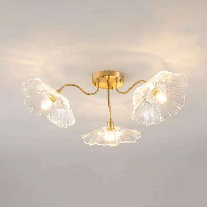Lotus Leaf Glass Ceiling Lamp for Living Room