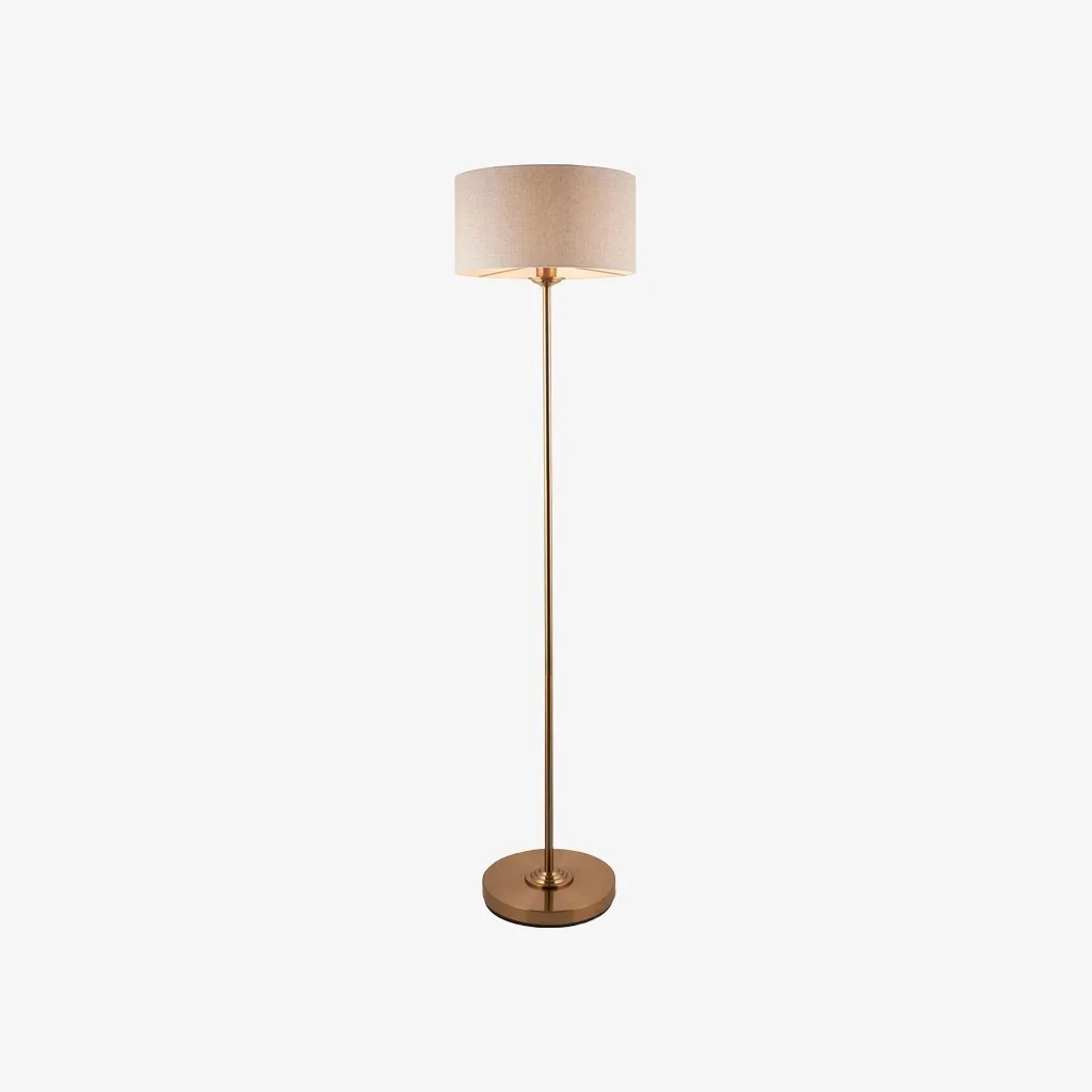 Tela Drum Shade Floor Lamp - Contemporary Fabric Standing Lamp for Home Office T1040