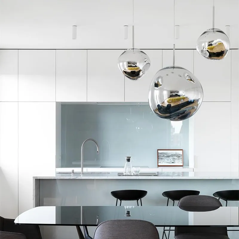 Glass Dynamic Pendant Light - Artistic Metallic Glow Pendant for Dining Area S54