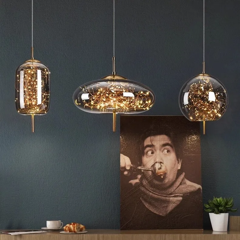 Scandinavian Cylinder Oval Glass Pendant Light M63