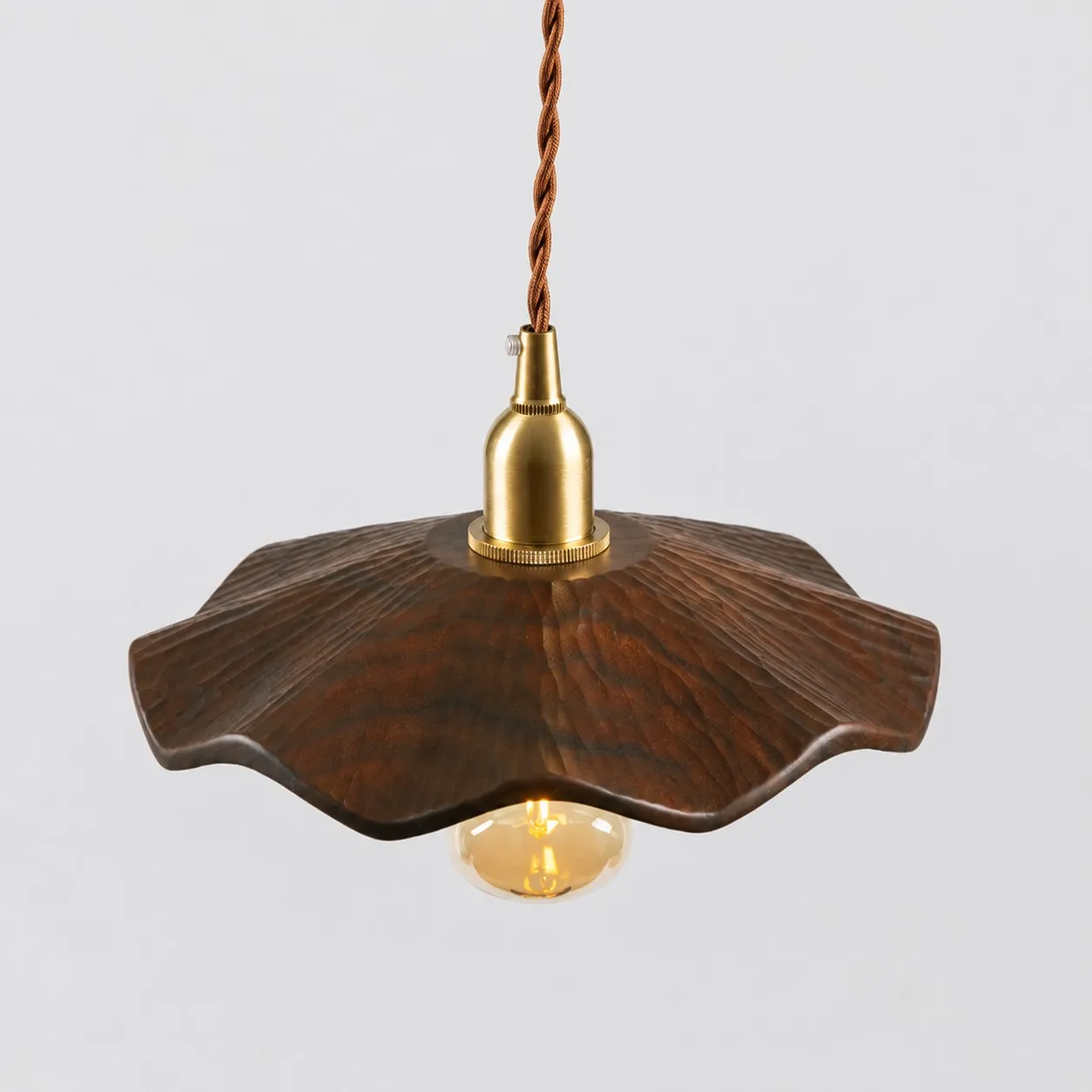 black walnut lotus pendant light
