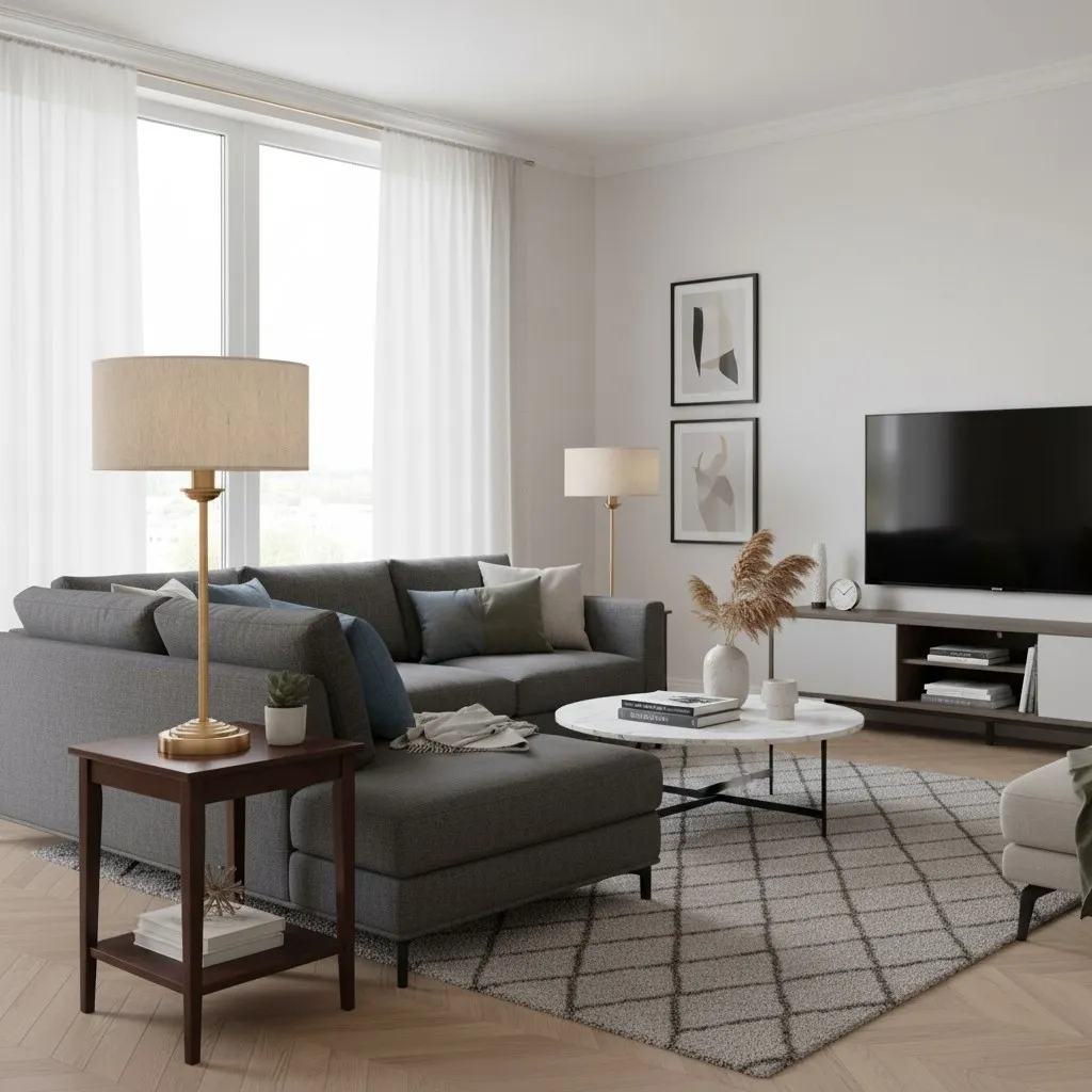 Tela 1‑Light and 3‑Light Table Lamp - Modern Linen & Metal for Bedside or Living Room T847