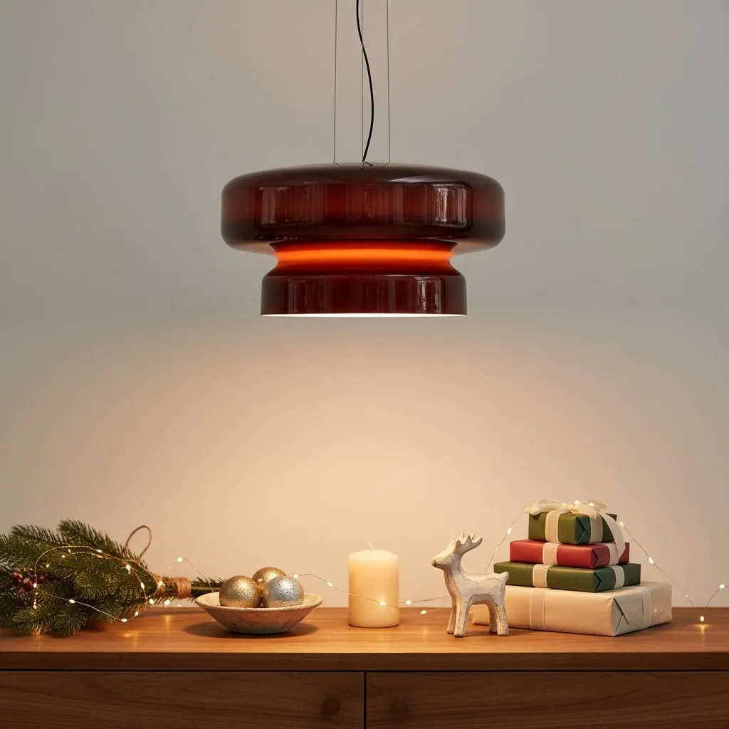 Minimalist Pendant Light - Bohemian Glass and Metal for Dining Room M388