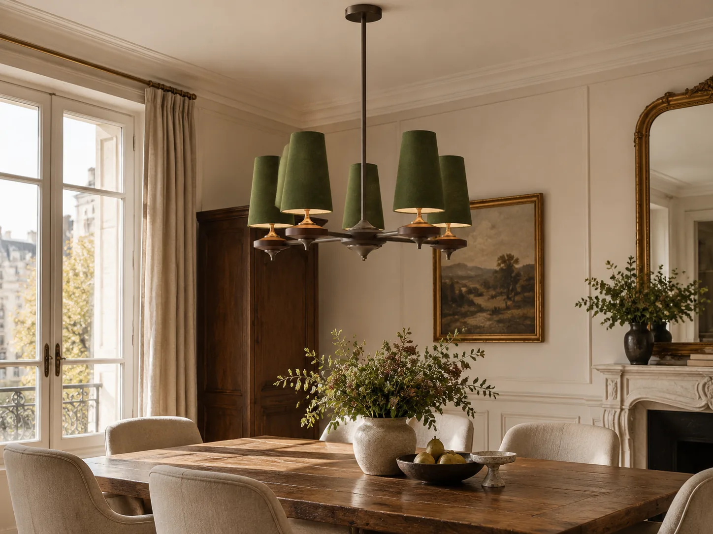 Hour Rho Walnut-Toned Wood and Velvet Radial Chandelier - New2609-1024566 interior scene