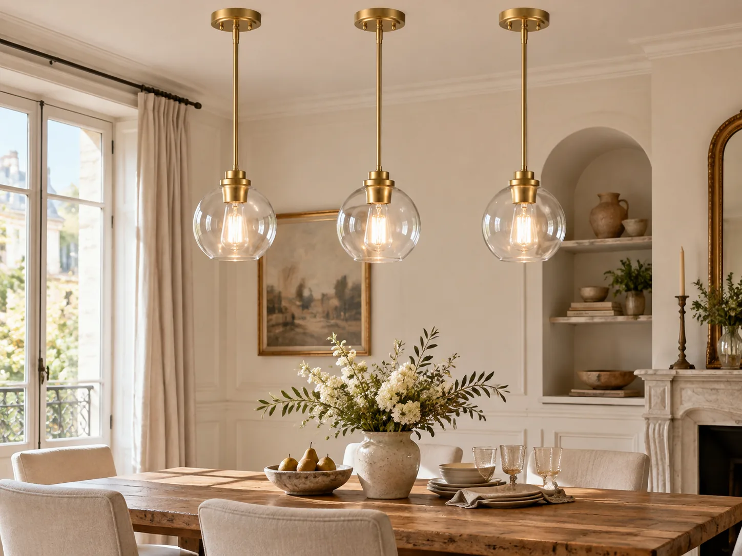 Clear Glass Globe Pendant Light with Adjustable Rod - New2609-1024634 interior scene