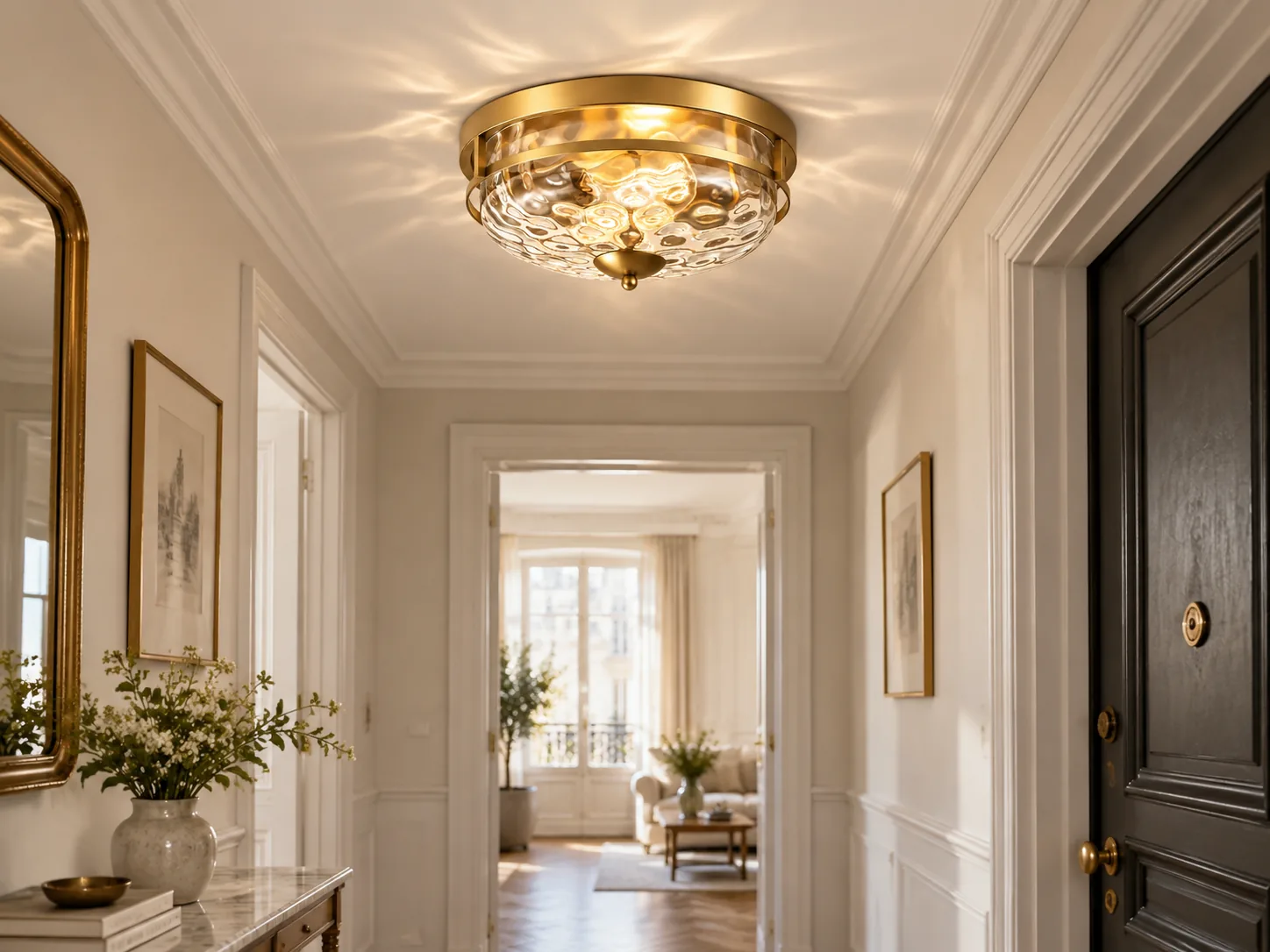 Rippled Clear-Glass Flush Ceiling Light with Two E26 Sockets - New2609-1024589 interior scene