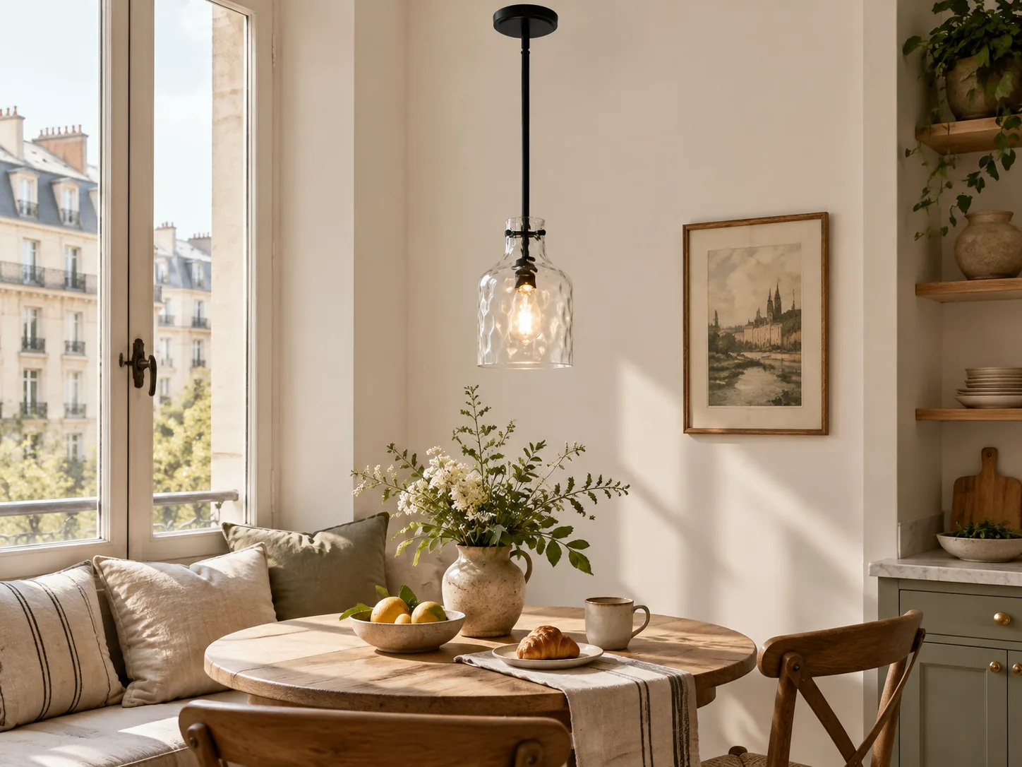 Textured Glass Pendant Light with Adjustable Suspension - New2609-1024517 interior scene