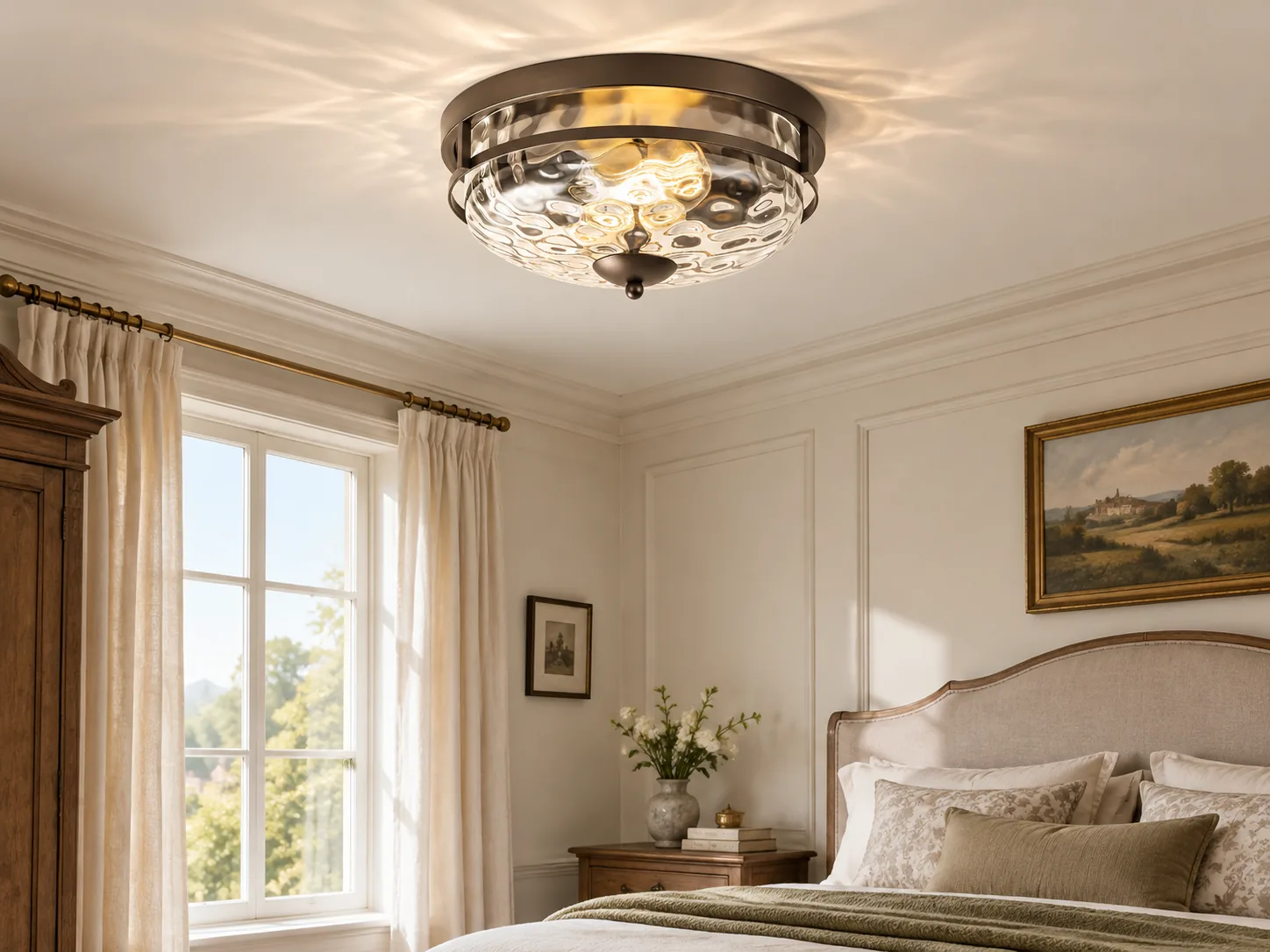 Rippled Clear-Glass Flush Ceiling Light with Two E26 Sockets - New2609-1024588 interior scene