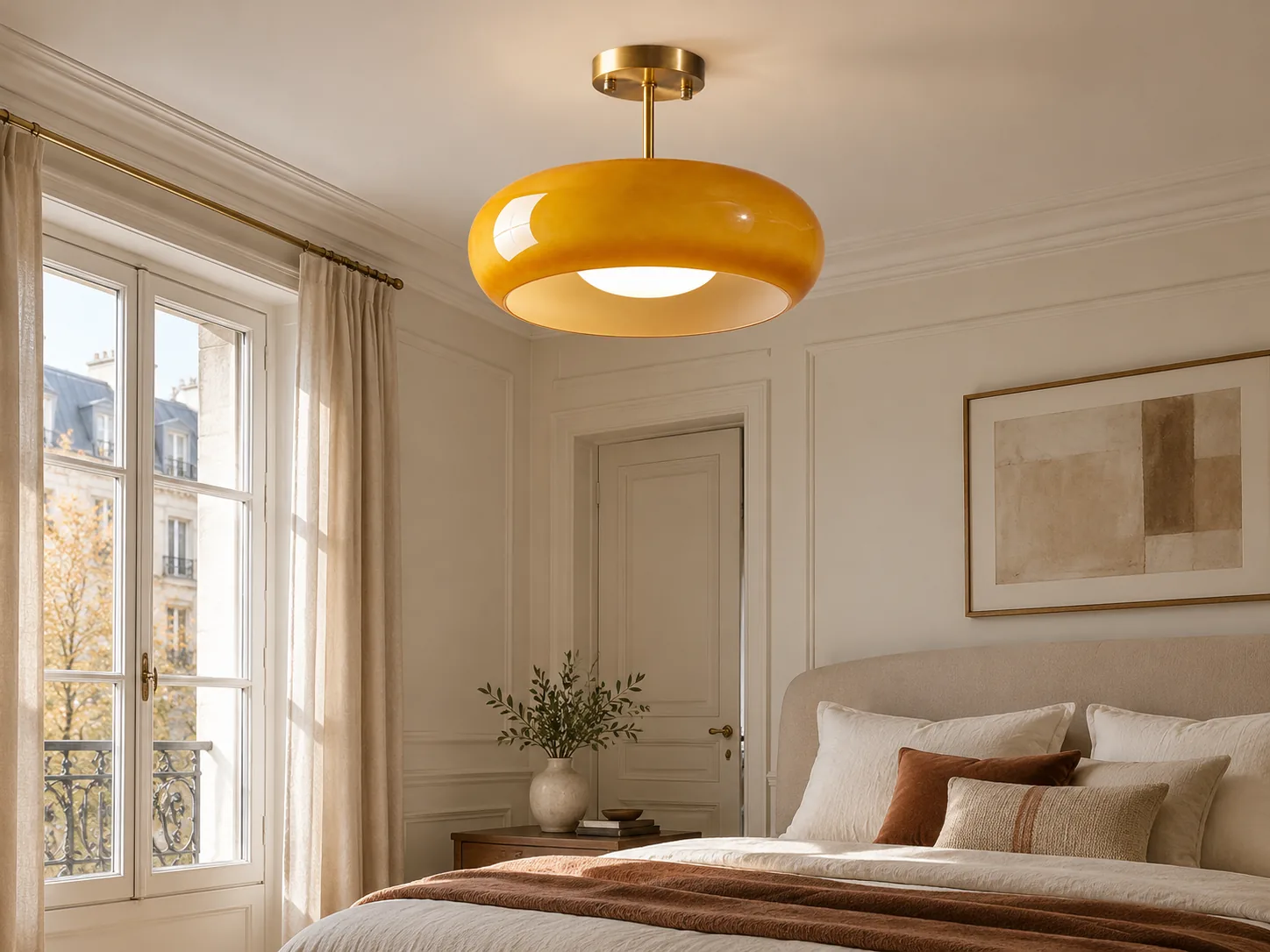 Bauvia Round Glass Ceiling Light with Brass-Finished Mount - New2609-1024650 interior scene