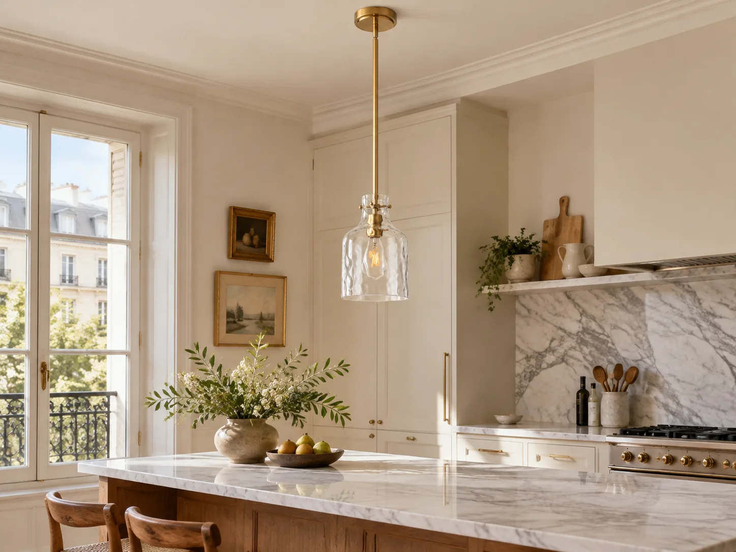 Textured Glass Pendant Light with Adjustable Suspension - New2609-1024518 interior scene