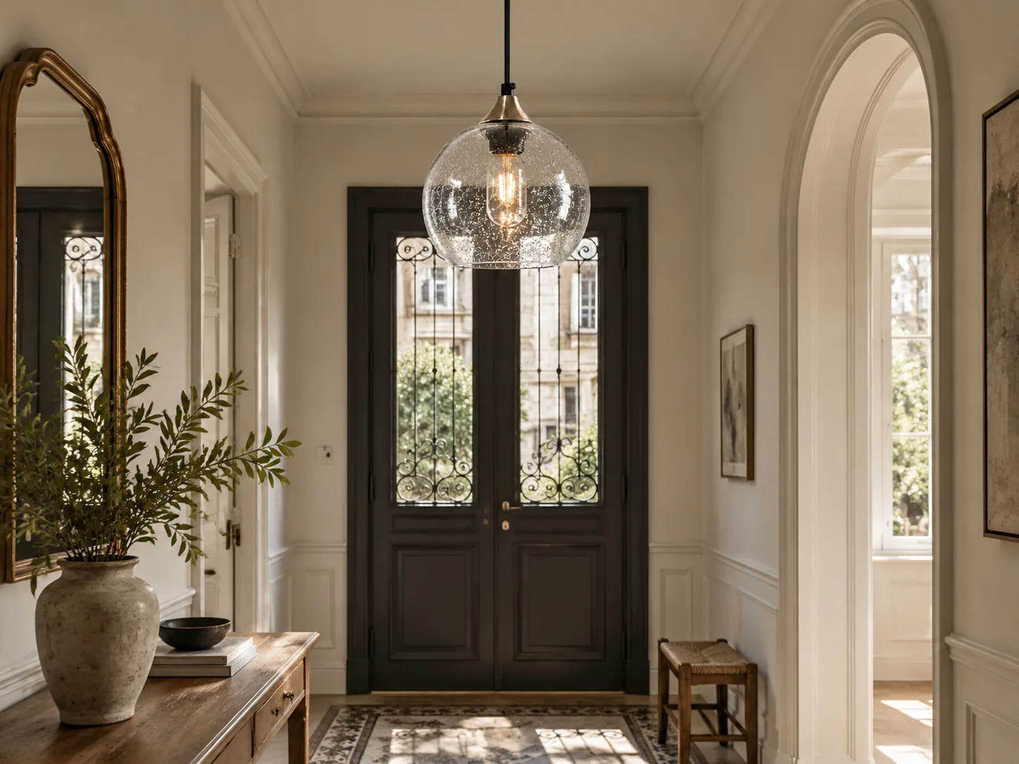 Bubble Glass Globe Single Pendant with Adjustable Cord, Chrome Finish and Colour Options - New2609-1024466 interior scene