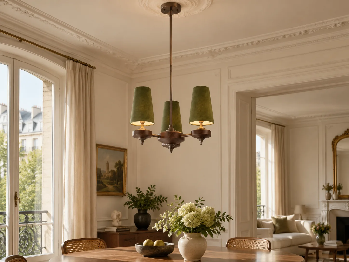 Hour Rho Walnut-Toned Wood and Velvet Radial Chandelier - New2609-1024563 interior scene