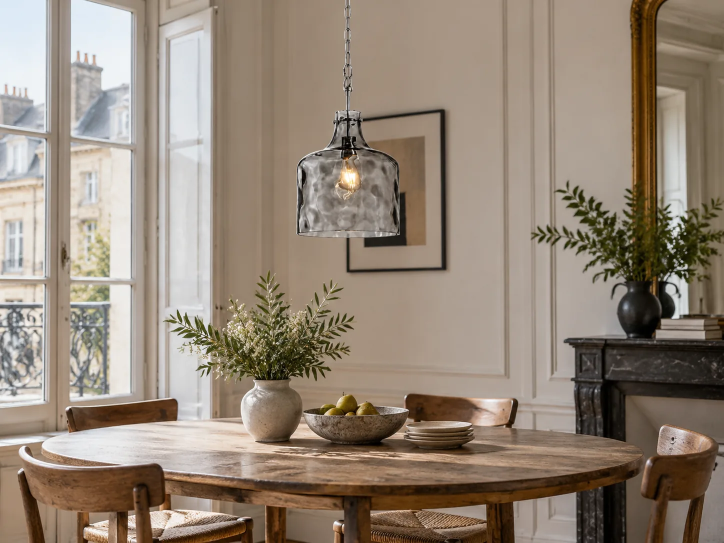 Textured Glass Pendant Light with Adjustable Suspension - New2609-1024512 interior scene
