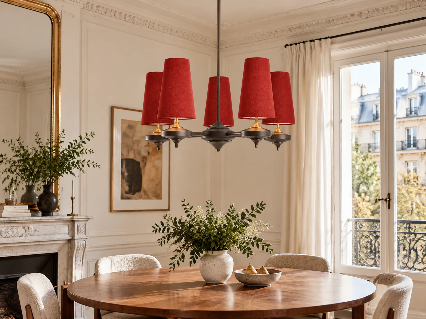 Hour Rho Walnut-Toned Wood and Velvet Radial Chandelier - New2609-1024565 interior scene