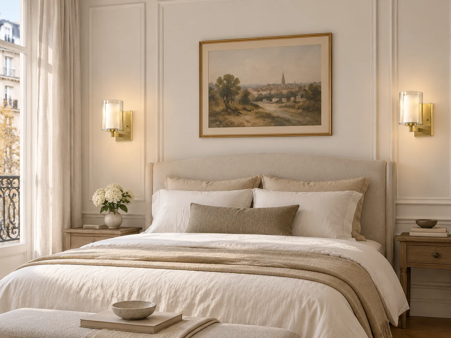 Set of 2 Double-Glass Wall Sconces with Reversible Mounting - New2609-1024569 interior scene