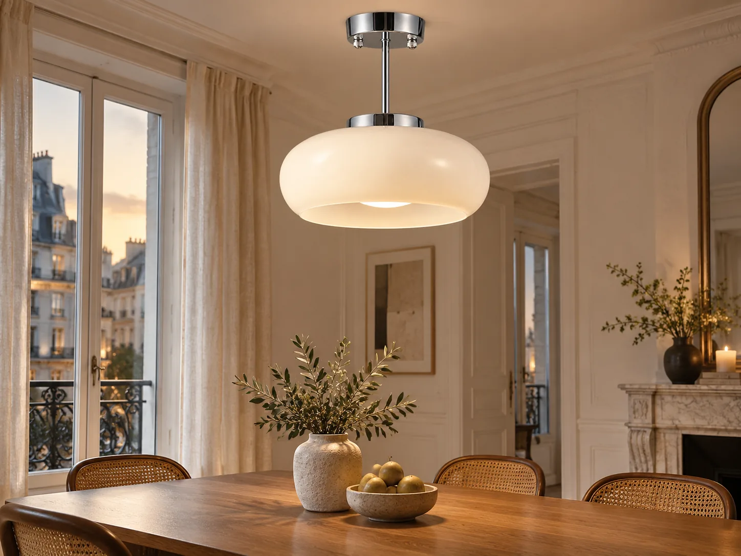 Bauvia Round Glass Ceiling Light with Brass-Finished Mount - New2609-1024657 interior scene