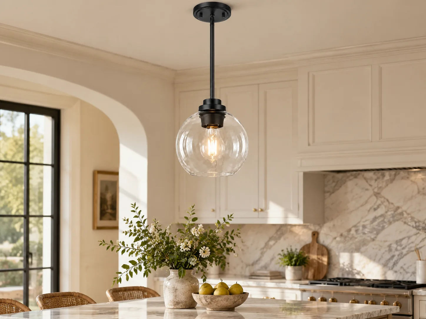 Clear Glass Globe Pendant Light with Adjustable Rod - New2609-1024638 interior scene