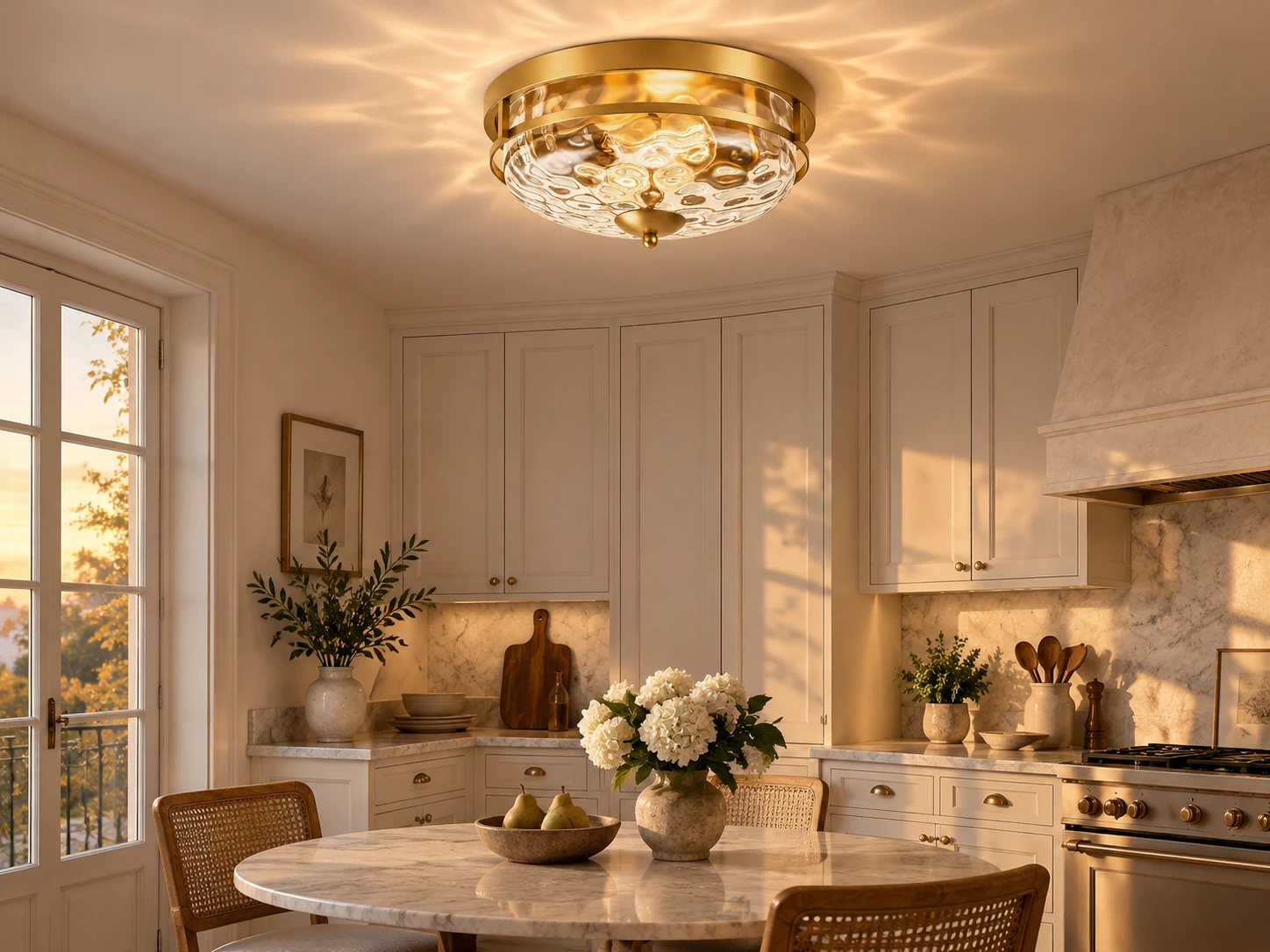 Rippled Clear-Glass Flush Ceiling Light with Two E26 Sockets - New2609-1024589 scene 4