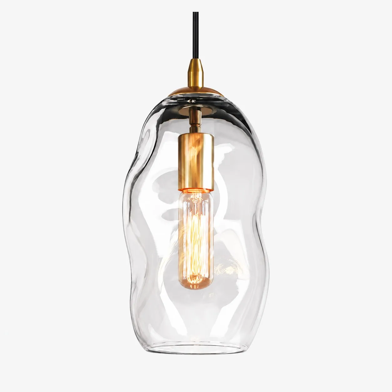 Hand-Blown Glass Globe Pendant with Brass-Finish Canopy