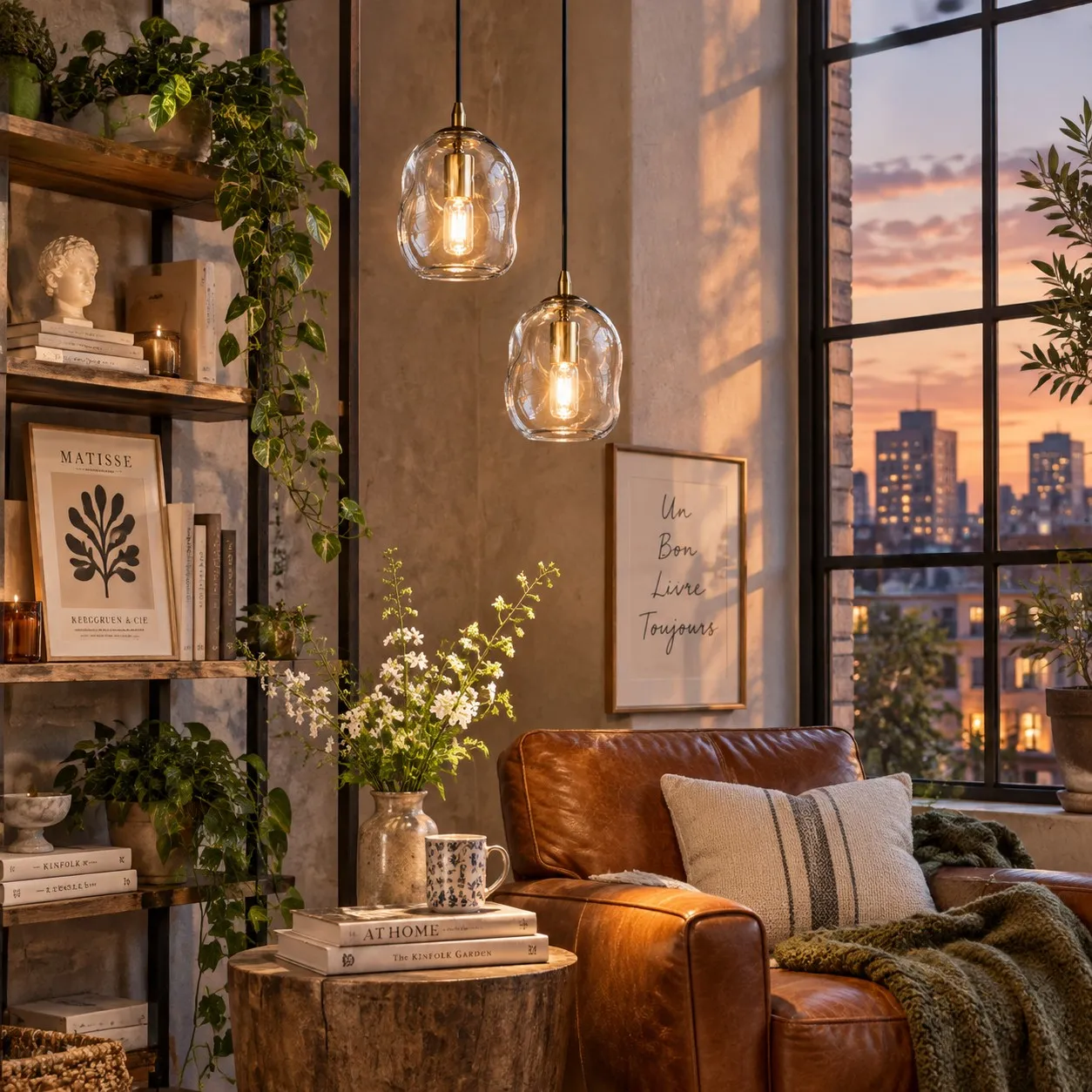 Hand-Blown Glass Globe Pendant with Brass-Finish Canopy