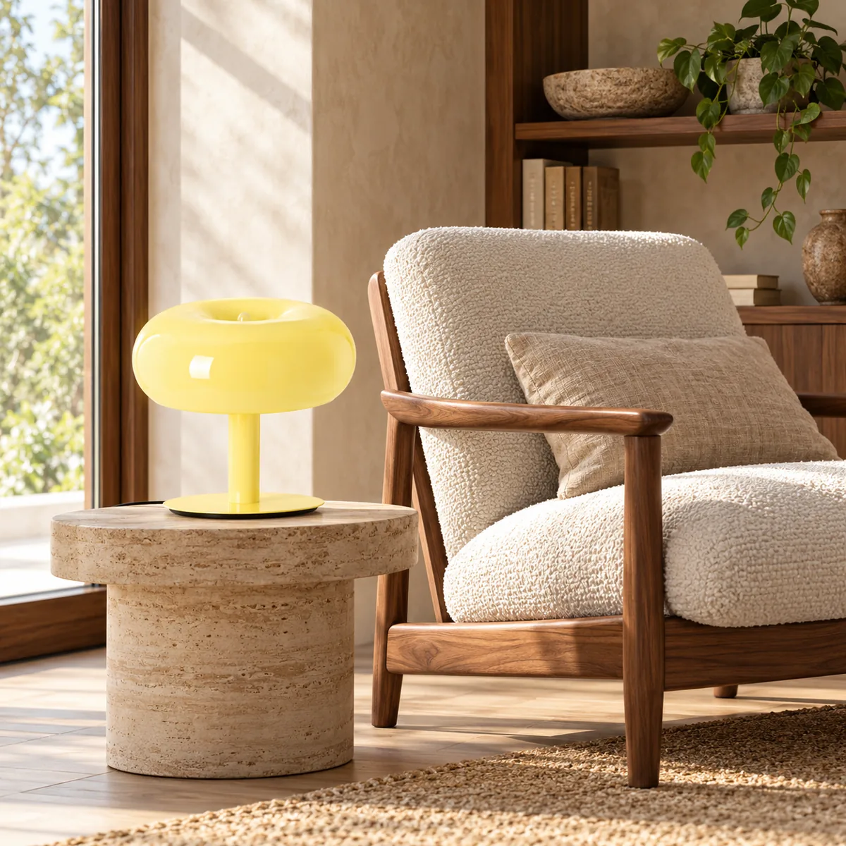 Touch-Dim Mushroom Table Lamp in Hand-Blown Glass