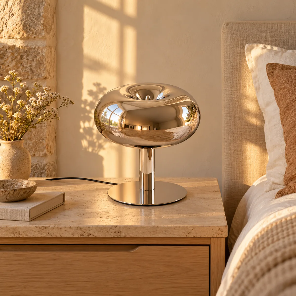 Touch-Dim Mushroom Table Lamp in Hand-Blown Glass